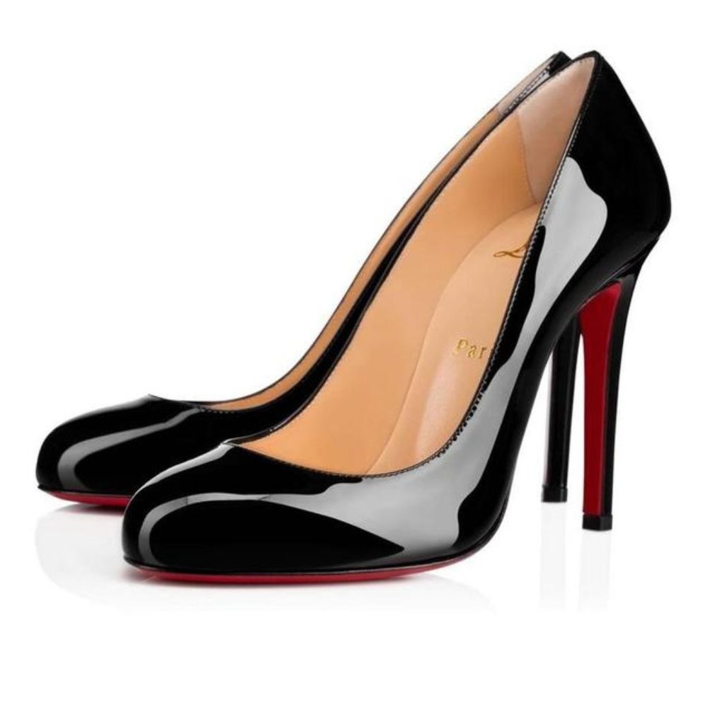 Christian Louboutin Black Fifille Patent Round Toe Classic Stiletto